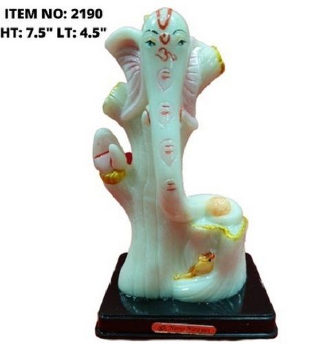 पूजा के लिए ग्लॉसी फिनिश FRP गणेश प्रतिमा, ऊंचाई 7.5 इंच, लंबाई 4.5 इंच