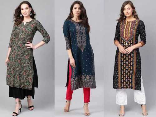 Multicolor Multicolour Ladies Designer Casual And Formal Wear Knee Length Kurti 