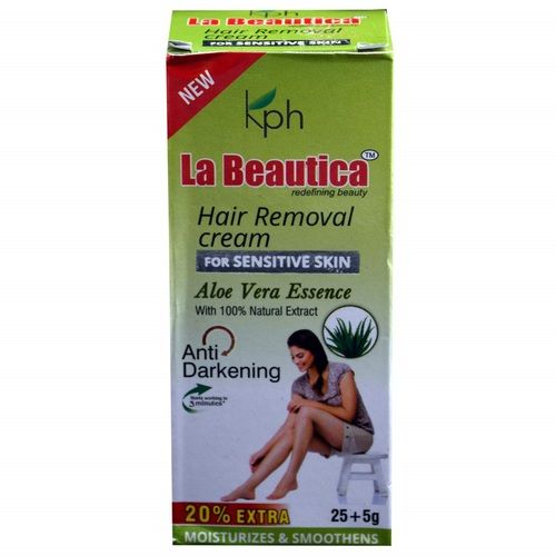 No Side Effect Aloe Vera Essence La Beautica Hair Removal Cream For Sensitive Skin Color Code: Green