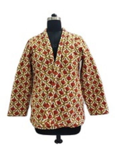 Comes In Various Colors Printed Design Winter Reversible Quilted Jacket With V Type Neck Style