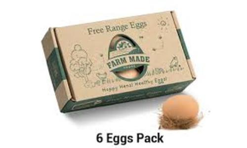 सेफ एंड हेल्दी फ्रेश ब्राउन चिकन रेंज लार्ज एग्स फार्म मेड 6 एग्स पैक 12 रुपये अंडे का वजन: 16 ग्राम (जी)