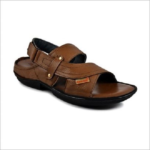 Brown Color Plain Pure Leather Mens Sandal For Casual And Regular Wear Heel Size: Flat