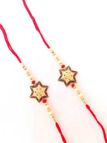 Red Round Shape Designer Rakhi(Beautiful Design And Fade Resistant)