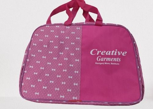 Water Resistant And Adjustable Strap Front Zippered Pink Coloured Ladies Carry Bag  Bag Size: 23*14*11