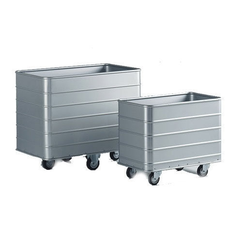 Wet Linen Trolley - SS302 Stainless Steel, 3-4 Feet Height | 50-100 kg Capacity, Easy Cleaning, Corrosion Resistant, 4 Wheels, Color Coated