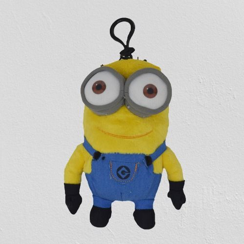 Yellow And Blue Minion Soft Toy Kids Zipper Closure Cotton Fabric School Bag With 