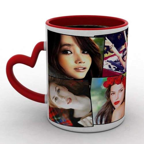 Beautiful Decorative Printed And Heart Holding Handle Coffee Mug With Ceramic Material