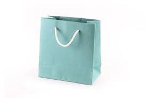 Biodegradable Blue Color Handmade Paper Bags With White Rope Flexi Loop Handle