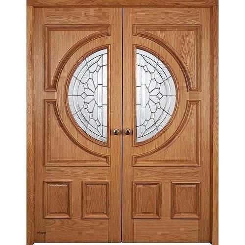 Elegant Look Termite Resistance Brown Hand Crafted Designer Wooden Double Door Application: Exterior