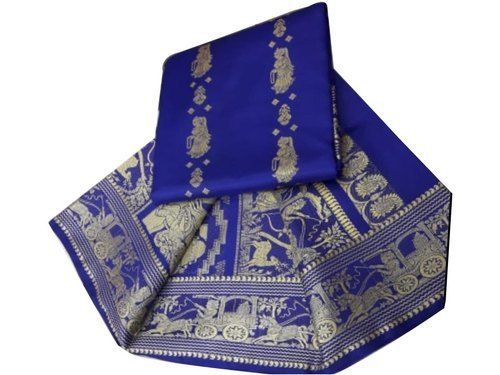 Festival Wear Ladies Baluchari Blue Color Pure Silk Sarees