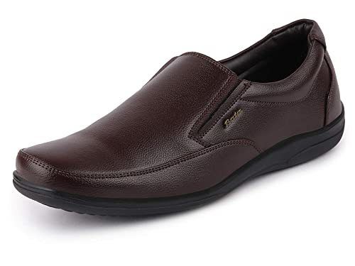 Formal Wear Slip On Brown Color Mens Leather Shoes With 6-9 Inch And Light Weight Heel Size: Low