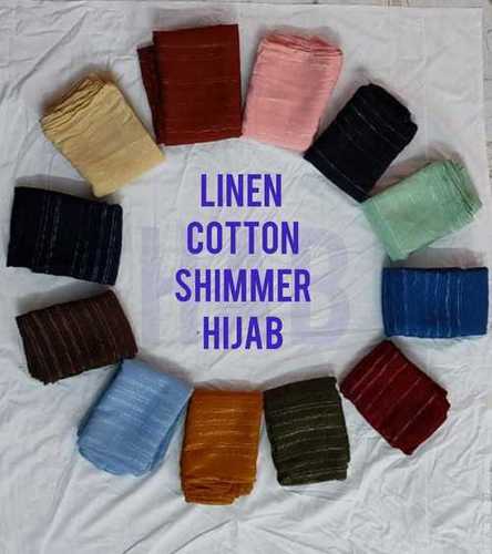 Anti Wrinkle And Shrink Resistance Plain Linen Cotton Shimmer Hijab For Women Age Group: All  Age Group