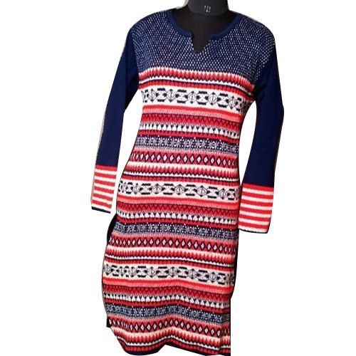 Comes In Various Colors Anti Wrinkle Blue Casual Wear Women Cotton Kurtis With Long Sleeves