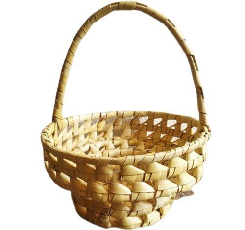 Eco Friendly Biodegradable Solid Form Brown Color Bamboo Basket With Handle 