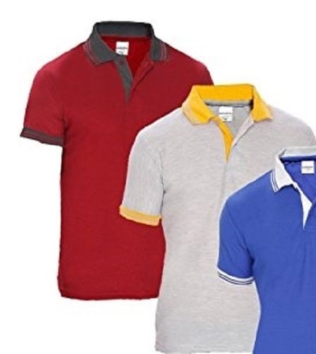 Mens Multi Colors Polo-Neck Half Sleeves Casual Wear Plain T-Shirts