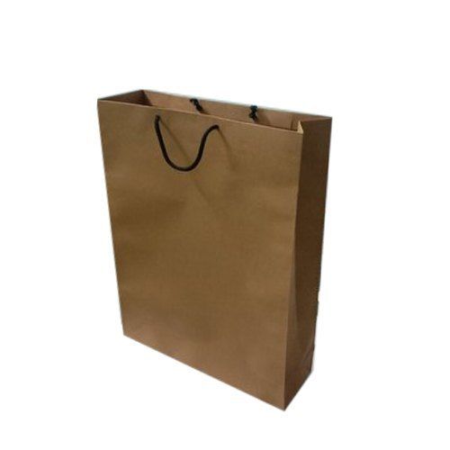 Moisture Proof Rectangular, Light Weight And Brown Plain Paper Bag With Rope Handle