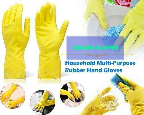 Full Finger Household Multi Purpose Plain Yellow Color Rubber Hand Gloves Usage: Daily Life