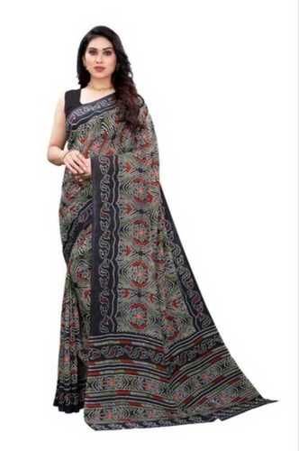 Multicolor Machine Made Multicolour Formal Wear Printed Sarees With Blouse Piece