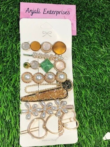 Metal Body Designer Girls Hair Pin Set For Party And Casual Wear Application: Household