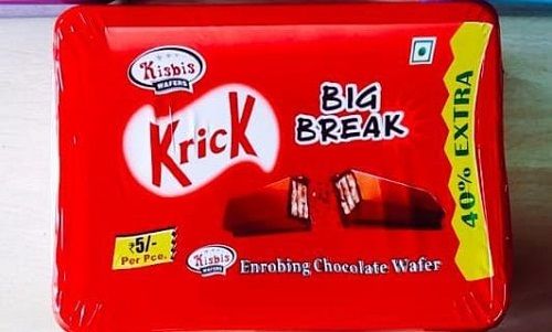 Crispy And Tasty Milk Chocolate Krick Wafer With Low Fat Properties