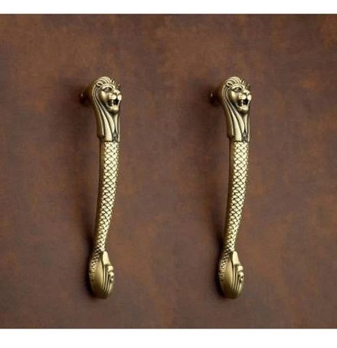 Golden Tiger Design And Metal Body Door Handle With Anti Rust Properties