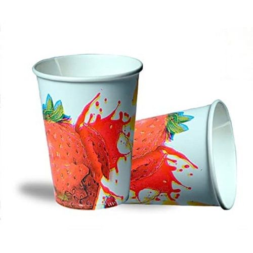 White Disposable Printed Paper Glass 80 Ml With Anti Leakage Properties