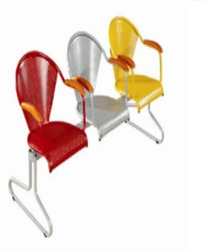 Machine Made Multicolored Three Seater Metal Perforated Reception Waiting Chair 