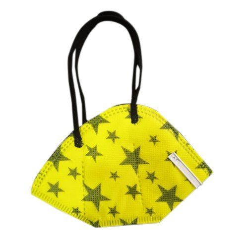Personal Care Star Printed 5 Layer Yellow Printed Face Mask for Adults