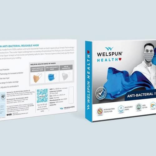 Welspun Health Brand Anti Bacterial Reusable Face Mask For Men, Women & Kids Application: Range From Medical Disposables