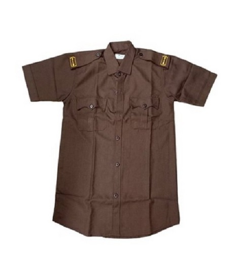  Comfortable Collar Neck Brown Cotton Plain Regular Fit Uniform Mens Shirt For Security Guard Gender: Male