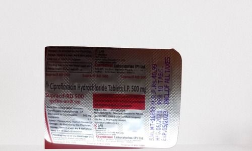 10 Tab Ciprofloxacin Hydrochloride Tablets I.P. (500 Mg) For Treat Bacterial Infections 