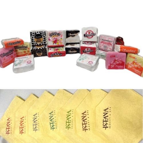 White Yellow Pink 100% Natural Virgin Paper Printed And Plain Food Contact Safe Soft Napkin Papers