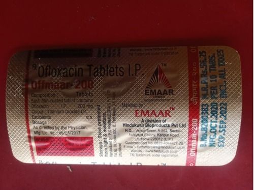 200Mg 10 Tablets Of Emaar Ofloxacin Tablets I.P For Treat Bacterial Infections Storage: Dry Place