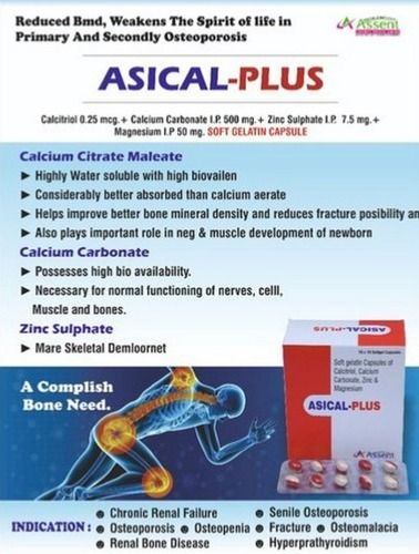 Calcitriol Calcium Carbonate Zinc And Magnesium Capsules, 10X10 Capsules Blister Cool & Dry Place