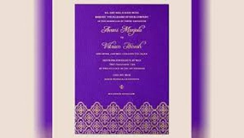 Fabric Purple Designer Premium Wedding Invitation Cards Suitable For Marriage Parties