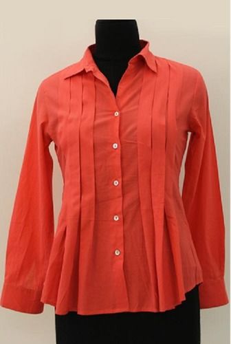 Comes In Various Colors Without Pocket Woven Ladies Plain Shirt With Full Sleeve For Casual Wear