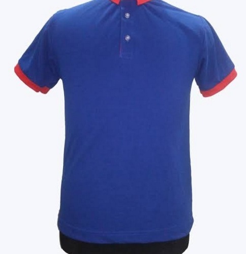 Blue And Red Color Mens Short Sleeves Casual Comfortable V-Neck T-Shirt