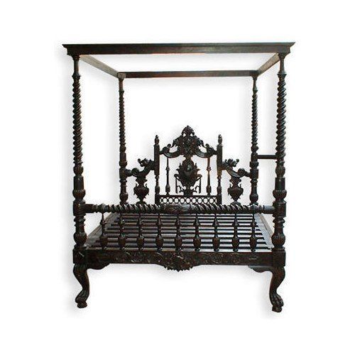 Handmade Dark Brown Colour Handcrafted Durable And Black Colour Designer Wooden Cot