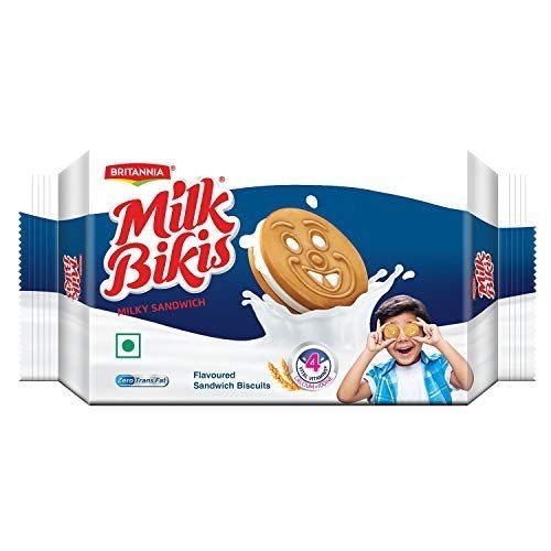 Delicious And Crunchy Flavors Britannia Milk Bikis Milky Cream Biscuits, 200G Pouch Pack Fat Content (%): 19.50G Grams (G)