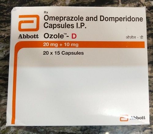 Omeprazole And Domperidone Capsules .Ip., Ozole D 20Mg + 10Mg, 20X15 Capsules General Medicines