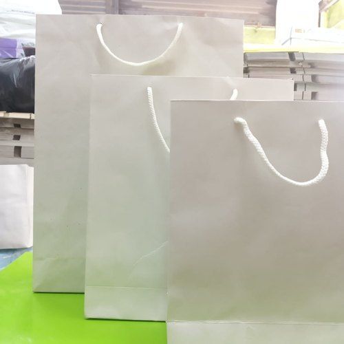 फ्लेक्सिलूप हैंडल के साथ प्रिंटेड पैटर्न सफेद रंग का आर्ट पेपर बैग