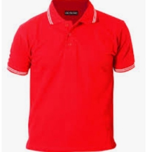 Short Sleeves Style And Plain Pattern Red Color Pure Cotton T Shirts For Mens for Casual Wear