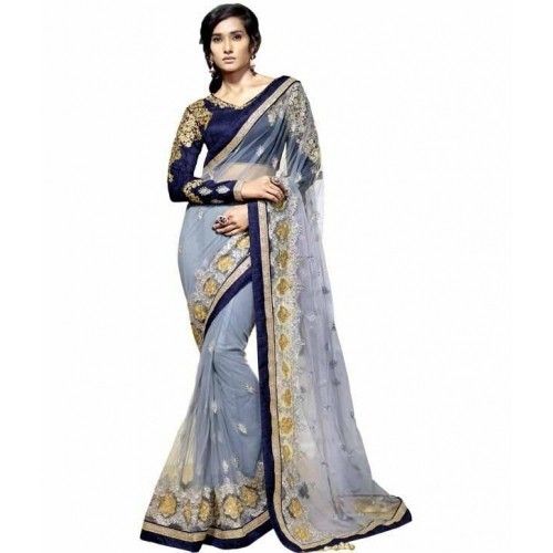 Casual Wear Embroidered Cotton Net Sarees With 5.5 Meter Length