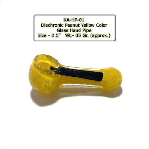 Ka-hp-01 Printed Dichronic Peanut Yellow Color Glass Hand Pipe