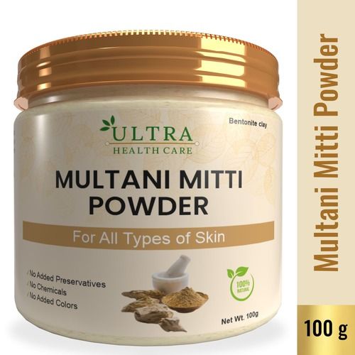 Natural Multani Mitti Powder For Skin Tanning, Pimples, Acne And Wrinkles - 100GM Pack