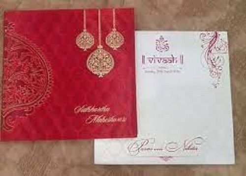 Varnish Red And White Designer Flawlessly Planned Premium Wedding Invitation Cards Suitable For Marriage 