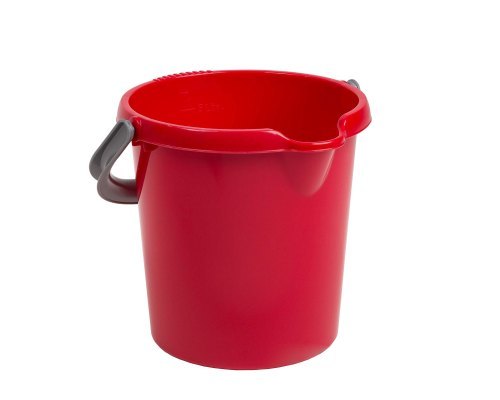 Red Plastic Water Bucket - Shape: Round