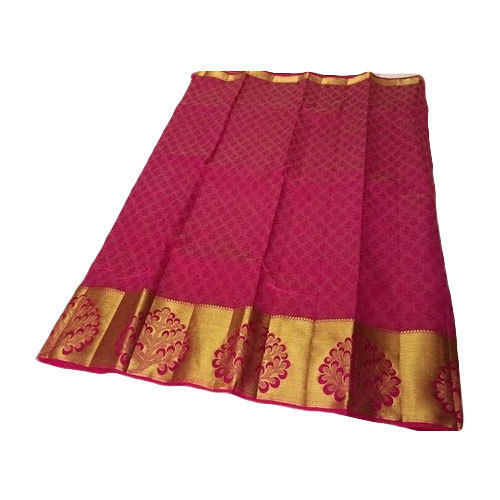 Traditional Red With Golden Color Printed Pattern Embossed Silk Saree For Party Wear