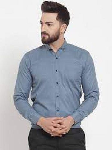 Resistance Against Shrinkage 100% Cotton Casual Wear Full Sleeves Grey Formal Shirts For Men