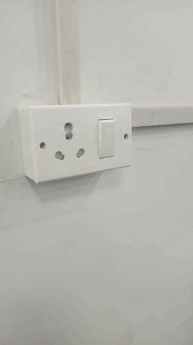 White 1 Socket And Switch Electrical Board Used In Home, Office